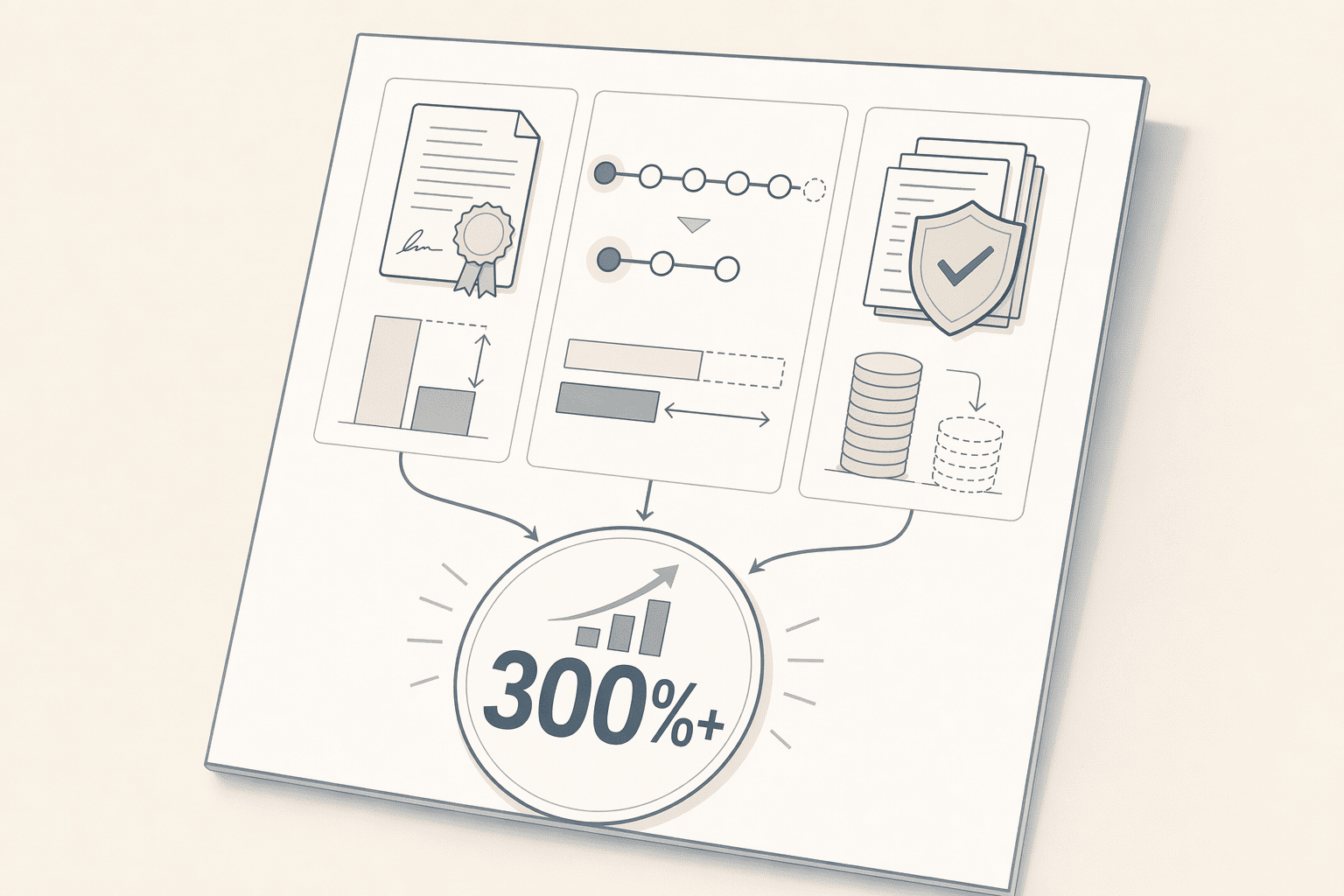 Illustration for: What '300%+ ROI' Actually Means in CLM Evaluation