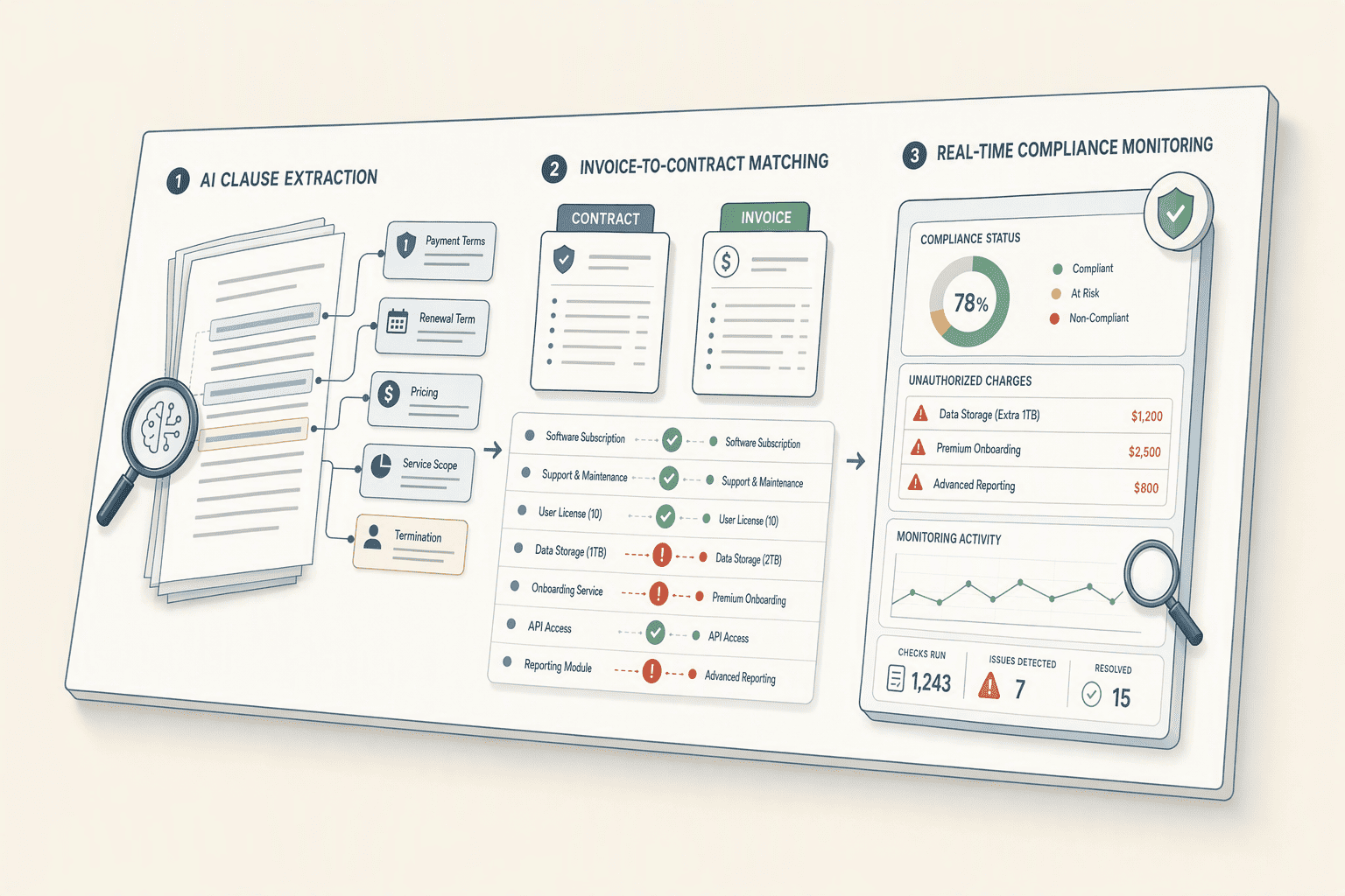 Illustration for: Top Tools for Identifying Unauthorized Charges in Vendor Contracts