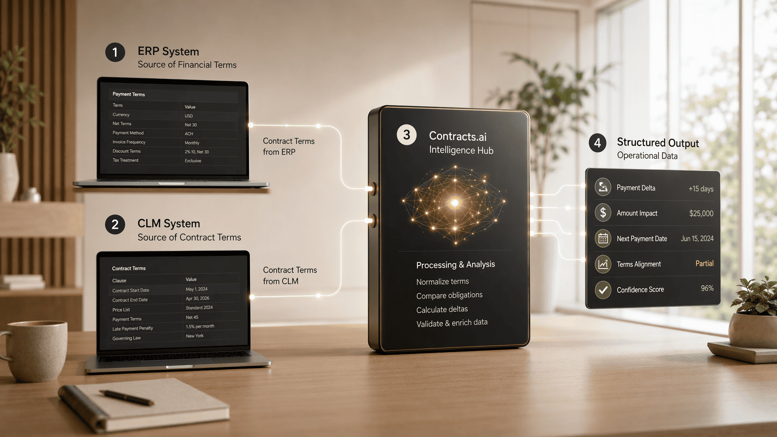 Illustration for 1. Contracts.ai, The Post-Signature Intelligence Layer That Operates on Your Existing ERP and CLM Systems