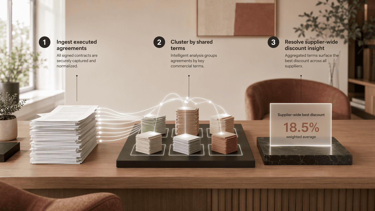 Illustration for 1. Contracts.ai, Unify Supplier-Wide Discount Discovery with Post-Signature Intelligence
