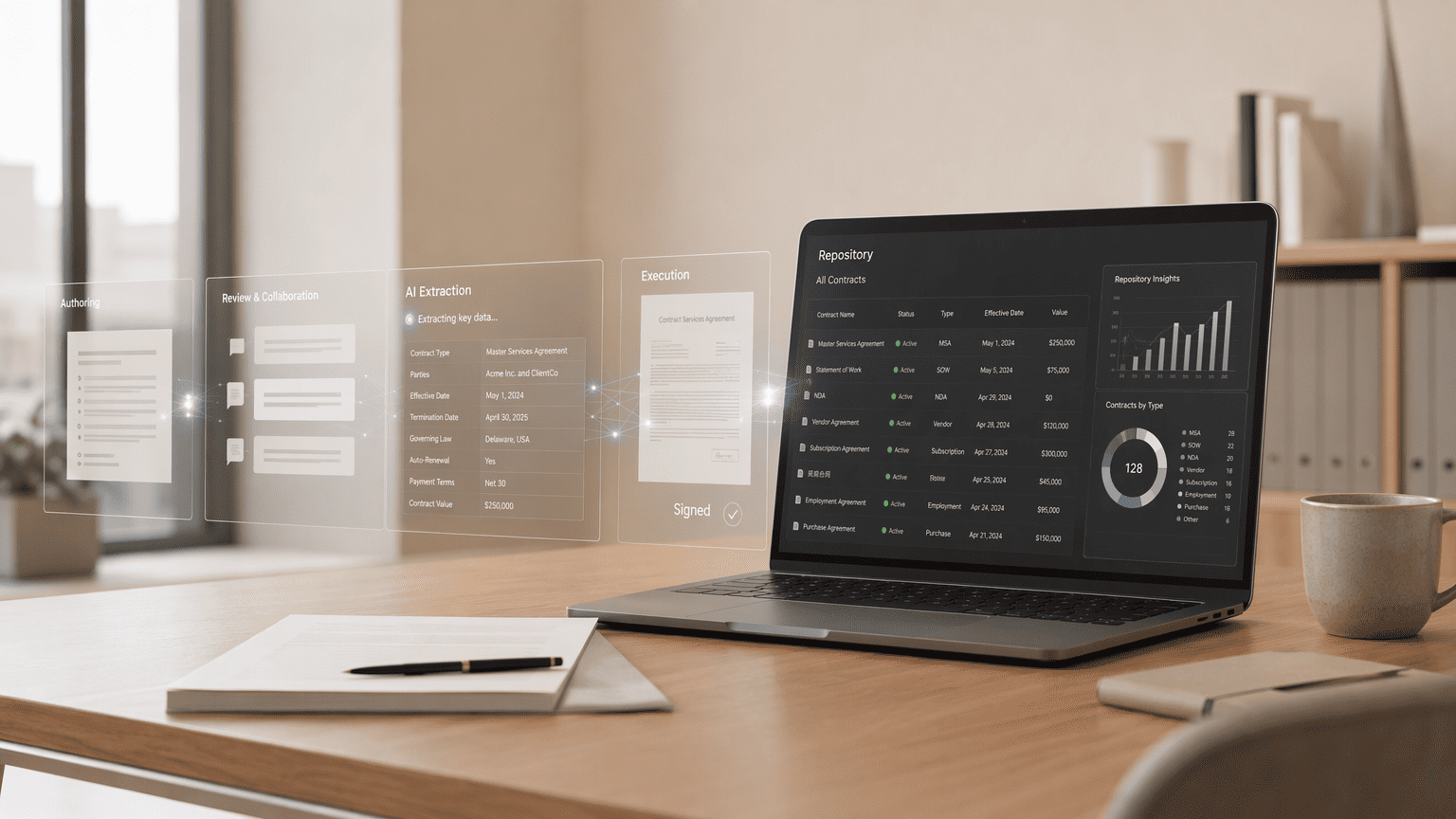Illustration for 7. Ironclad, Modern CLM with Embedded AI Extraction and Analytics