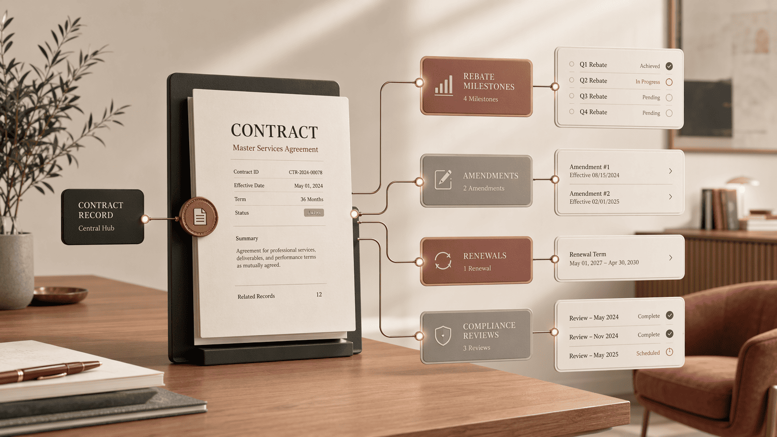 Illustration for 2. MediTract: Contract Lifecycle Management with Integrated Rebate Tracking