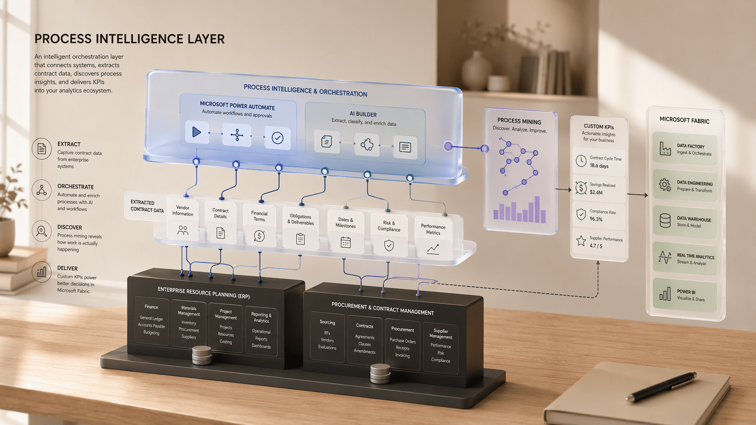 Illustration for 8. Microsoft Power Automate with AI Builder, Process Intelligence Layer Over Existing ERPs