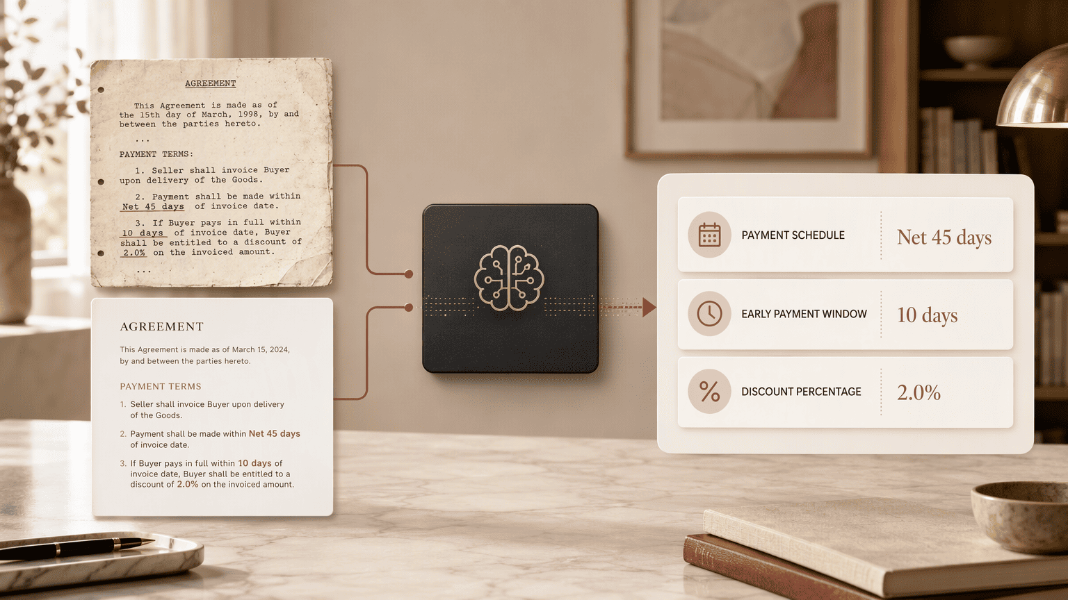 Illustration for 1. Contracts.ai for AI-Powered Extraction of Payment Terms from Legacy Agreements