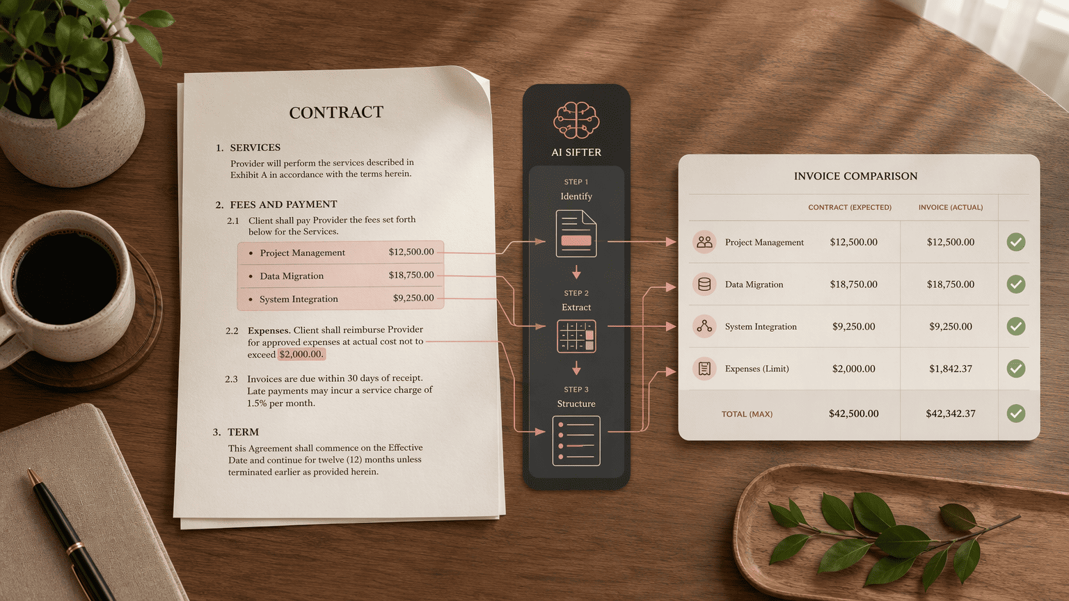 Illustration for 9. LegalSifter, AI-Driven Clause Review with Simplified Invoice Cross-Referencing